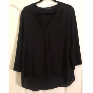 Mittoshop Black Long Sleeve V-Neck Blouse